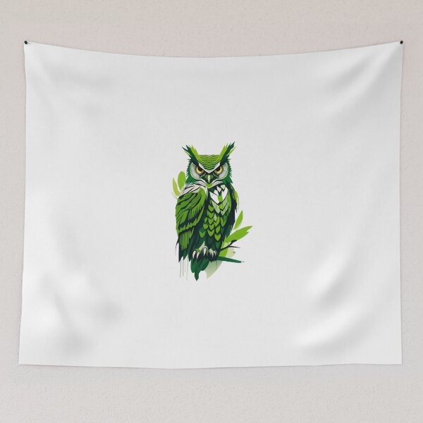 Item preview, Cool Abstract green owl art designed and sold by KorArtStudio.