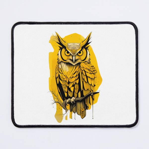 Item preview, Yellow owl art designed and sold by KorArtStudio.