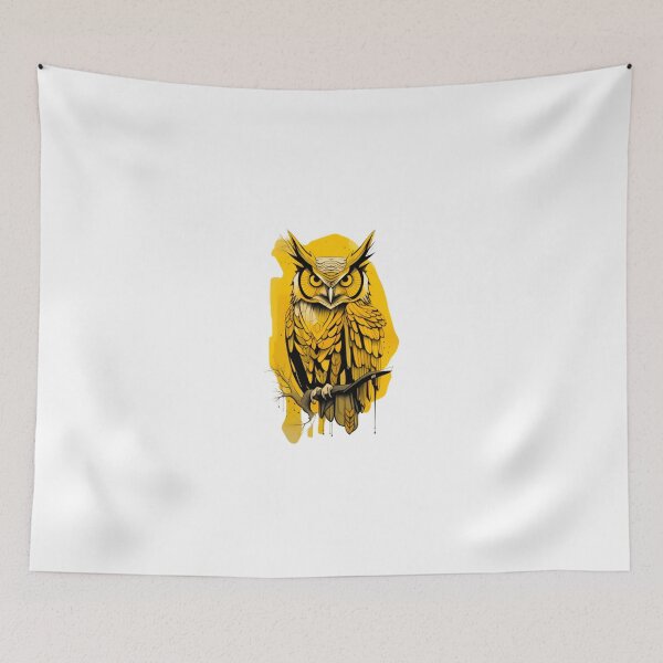 Item preview, Yellow owl art designed and sold by KorArtStudio.