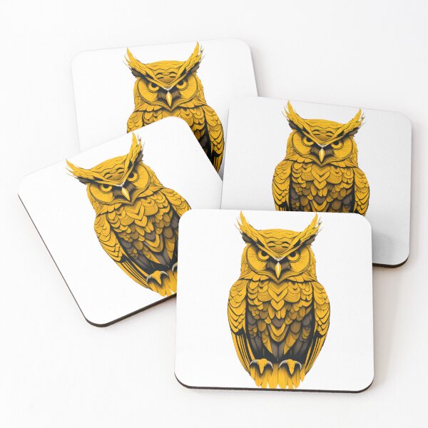 Item preview, Abstract yellow owl art designed and sold by KorArtStudio.