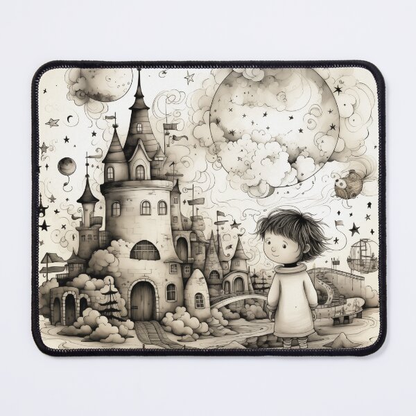 Item preview, black and white vector illustration title "Children's Doodle Dreams" captures the innocence and imagination of childhood. designed and sold by IdeasDream.