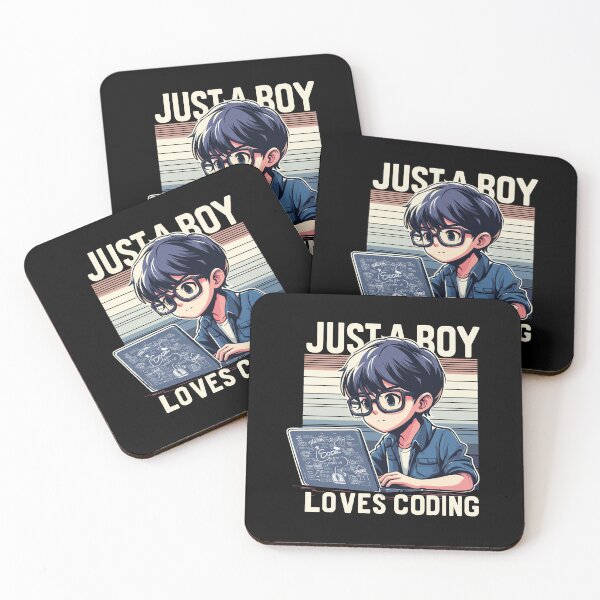 Item preview, boy working with laptop, just a boy who loves coding designed and sold by ShawishArt.