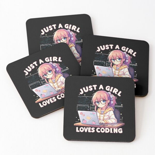 Item preview, girl working with laptop, just girl loves coding designed and sold by ShawishArt.