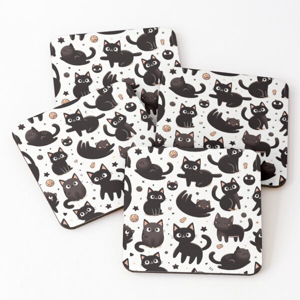 Item preview, Repeating Pattern Cute Black Cats designed and sold by FuzyFriendHaven.
