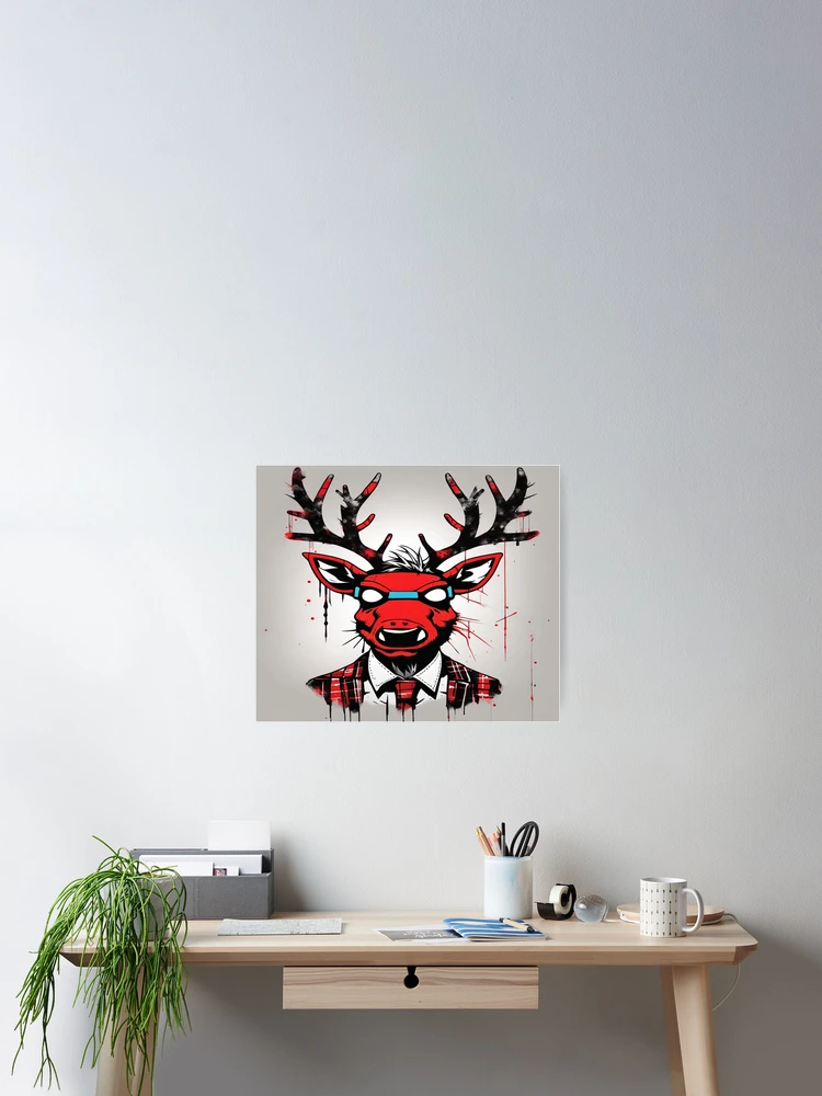 Thumbnail 2 of 3, Poster, Retro Rudolf  designed and sold by CosmicBee.