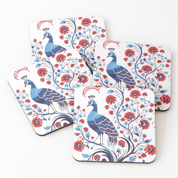 Item preview, Colorful Peacock - folk art designed and sold by Digital Sanctuary.