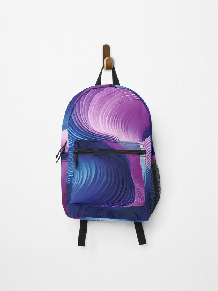 Thumbnail 1 of 3, Backpack, Abstract Rhythms: Magenta Meets Azure designed and sold by VectorPlace.