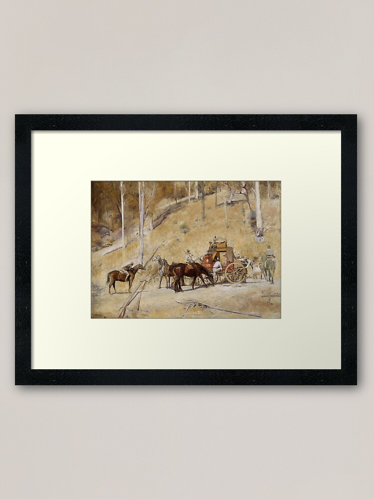 "Vintage Tom Roberts - Bailed Up 1895 Fine Art" Framed Art Print By ...