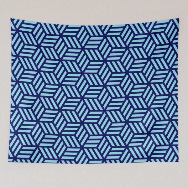 Item preview, Blue 3D Boxes Geometric Interwoven Contemporary Nautical Orderly Spatial Pattern designed and sold by PenguinForests.