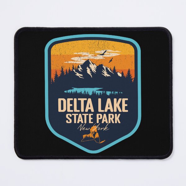 Item preview, Delta Lake State Park New York - NY Sunset Grunge Texture Badge Forest and Wilderness designed and sold by mountainfad.