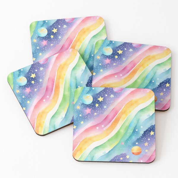 Item preview, Watercolor Galaxy Rainbow Trail With Planets designed and sold by craftyvixenart.