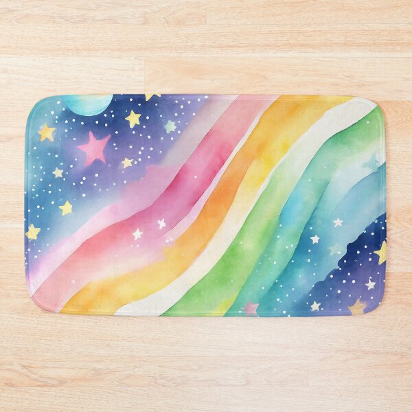 Item preview, Watercolor Galaxy Rainbow Trail With Planets designed and sold by craftyvixenart.
