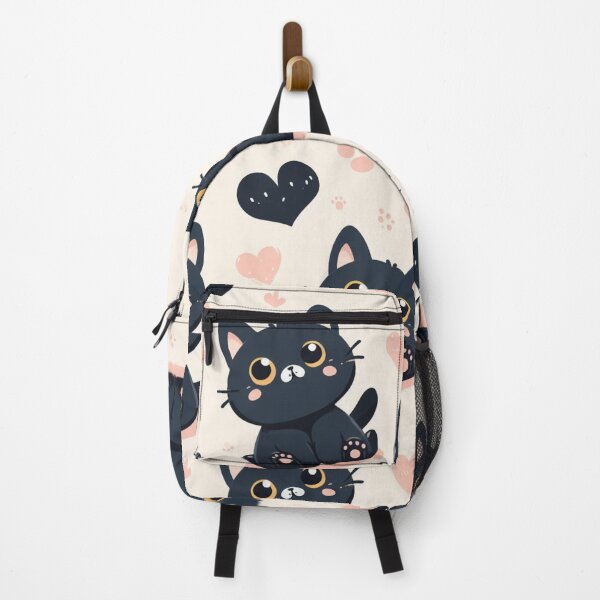 Item preview, Pink Hearted Black Cat Repeating Pattern designed and sold by FuzyFriendHaven.