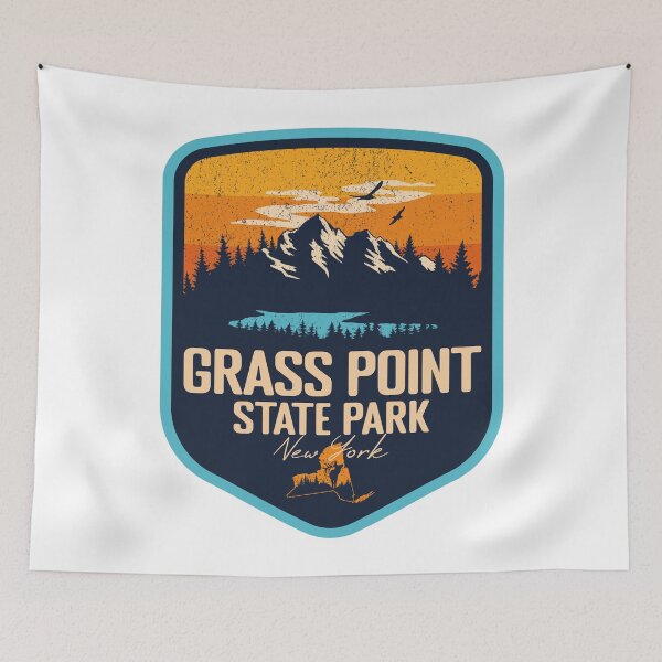 Item preview, Grass Point State Park New York - NY Sunset Grunge Texture Badge Forest and Wilderness  designed and sold by mountainfad.
