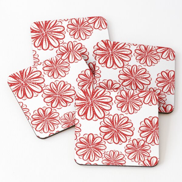Item preview, Abstract Red flower line art seamless digital pattern designed and sold by Ammi77.