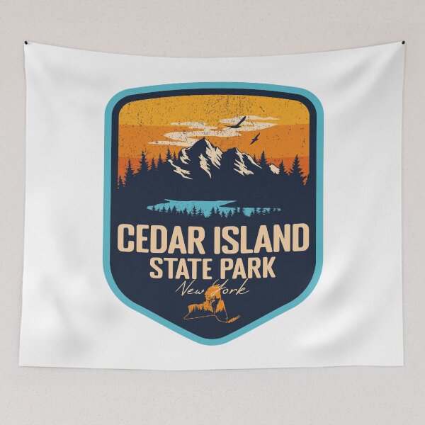 Item preview, Cedar Island State Park New York - NY Sunset Grunge Texture Badge Forest and Wilderness  designed and sold by mountainfad.