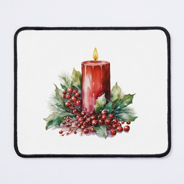 Item preview, Merry and Bright: Holly Adorned Christmas Candle designed and sold by ZenEvoke.