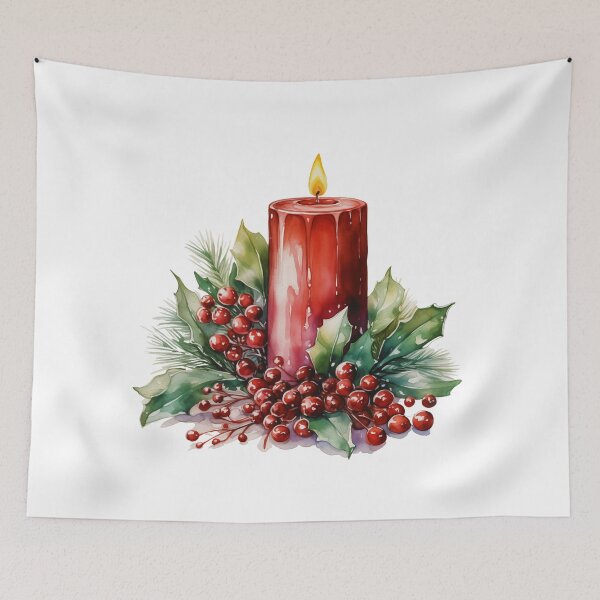 Item preview, Merry and Bright: Holly Adorned Christmas Candle designed and sold by ZenEvoke.