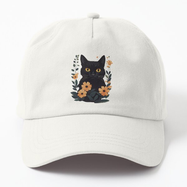 Aperçu de l'œuvre Chat noir avec des fleurs Chat floral créée et vendue par Catophile.
