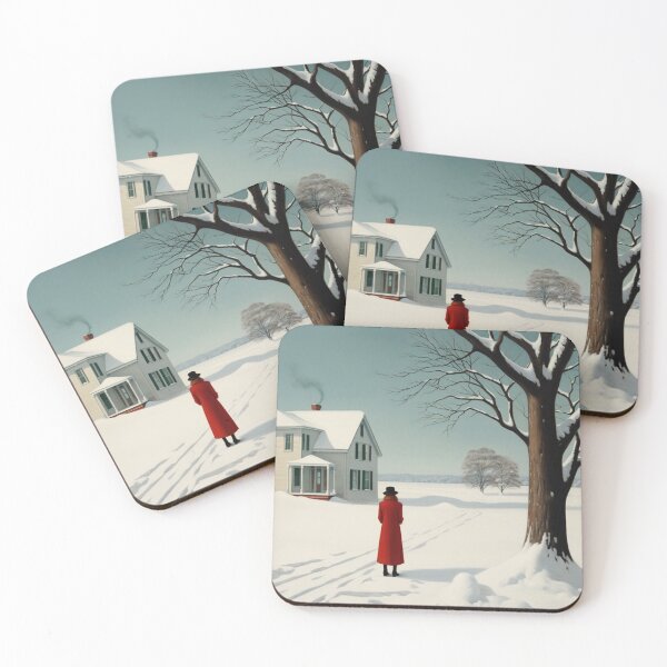 Item preview, A Lady in a Red Coat in Winter Symbolic and Nostalgic designed and sold by AgathaZolastore.