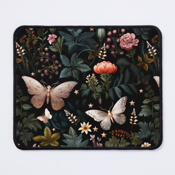 Item preview, Mystical Witchy Night Garden - Rose Gold Butterflies and Dark Botanicals - Dark Cottagecore Style designed and sold by ThreeHaresMedia.