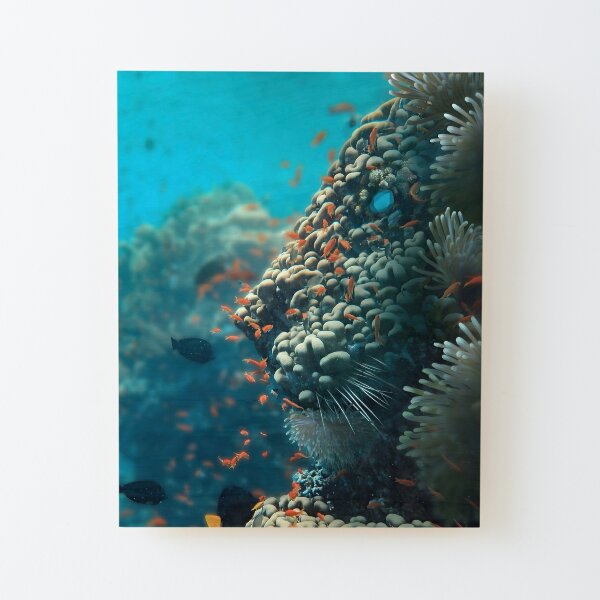 Lion Shaped Coral Reef - Underwater Seabed Art Wood Mounted Print
