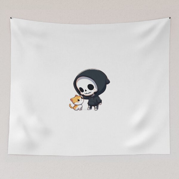 Item preview, Cute skeleton with orange kitty designed and sold by Wxjtecki.
