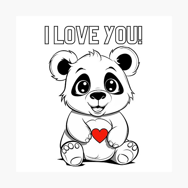 Cute Panda Bear Cartoon Holding Love You Label Stock Vector - Illustration  of bear, holding: 212400880