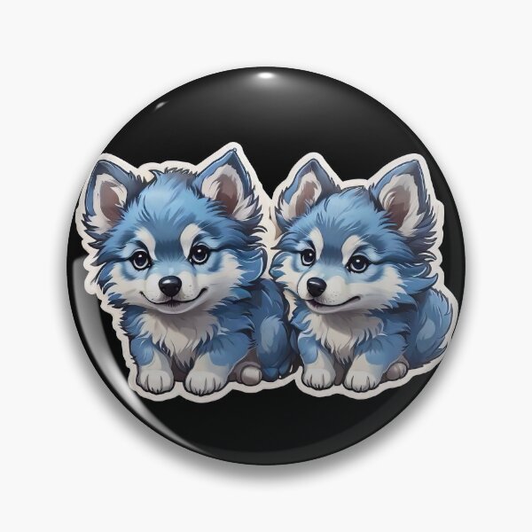 Item preview, Cute Kawaii Blue Wolfdog Puppies designed and sold by MindSmith.