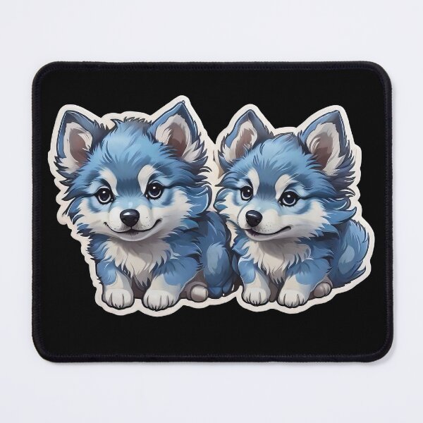 Item preview, Cute Kawaii Blue Wolfdog Puppies designed and sold by MindSmith.