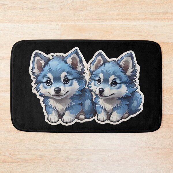 Item preview, Cute Kawaii Blue Wolfdog Puppies designed and sold by MindSmith.