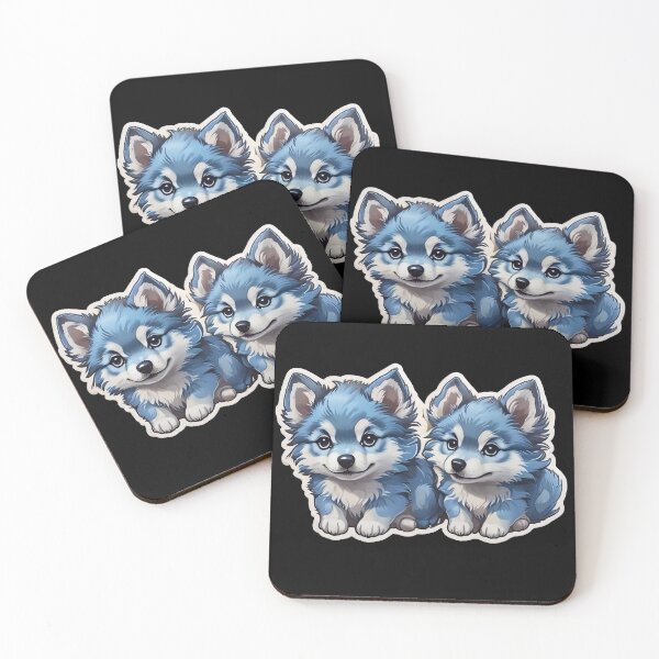 Item preview, Cute Kawaii Blue Wolfdog Puppies designed and sold by MindSmith.