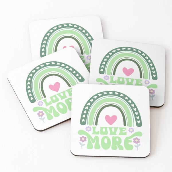 Item preview, Love More in soft colors flowers, hearts and rainbow designed and sold by coloryourwings.