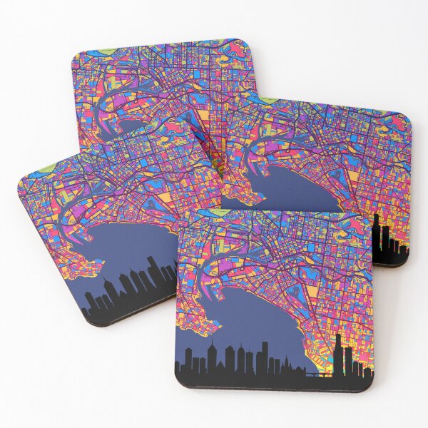Item preview, Melbourne Skyline Map designed and sold by ArtPrints.
