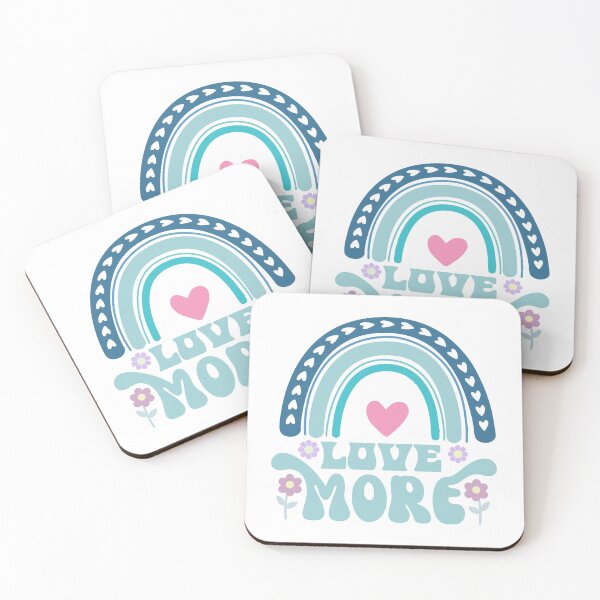 Item preview, Love More in soft colors flowers, hearts and rainbow designed and sold by coloryourwings.