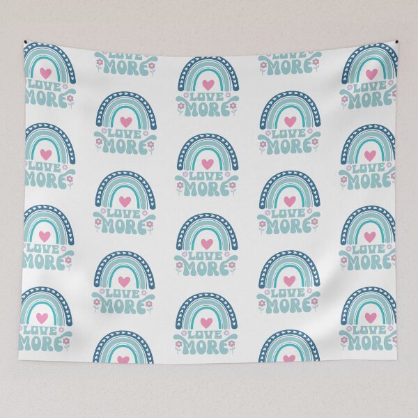 Item preview, Love More in soft colors flowers, hearts and rainbow designed and sold by coloryourwings.