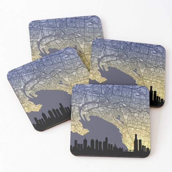 Item preview, Melbourne Skyline Map designed and sold by ArtPrints.
