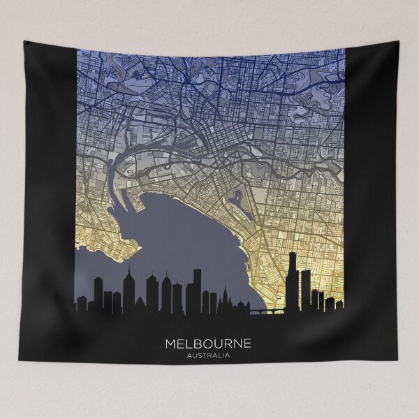Item preview, Melbourne Skyline Map designed and sold by ArtPrints.