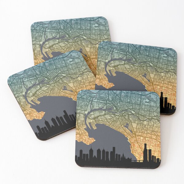 Item preview, Melbourne Skyline Map designed and sold by ArtPrints.