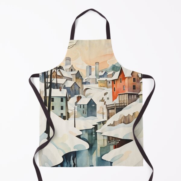 Item preview, Geometric Winter Cityscape Watercolour Painting designed and sold by AgathaZolastore.