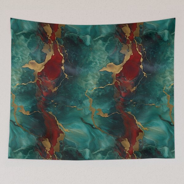 Item preview, Blue, Red and Gold Seamless Repeating Marble Pattern designed and sold by PeteRascal.