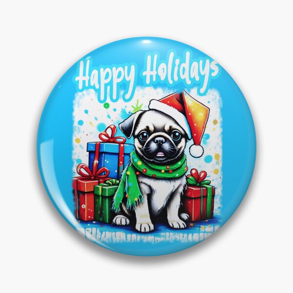 Item preview, Pug HAPPY HOLIDAYS 36 designed and sold by RedBluffTraders.