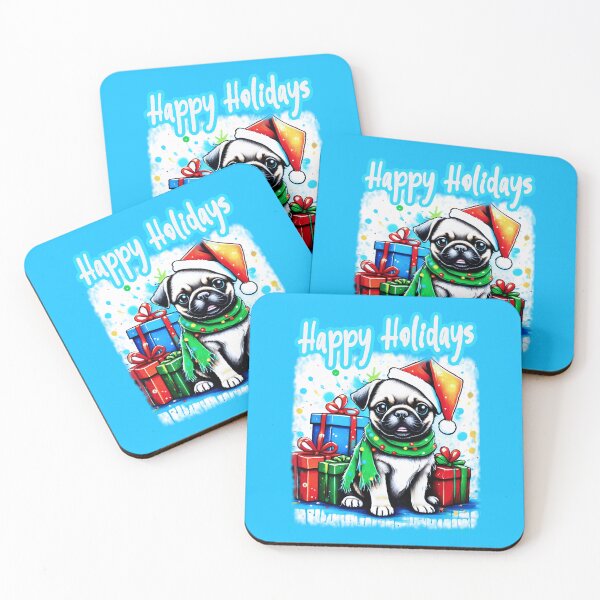 Item preview, Pug HAPPY HOLIDAYS 36 designed and sold by RedBluffTraders.