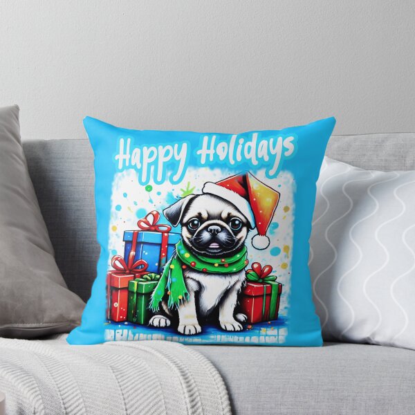 Item preview, Pug HAPPY HOLIDAYS 36 designed and sold by RedBluffTraders.