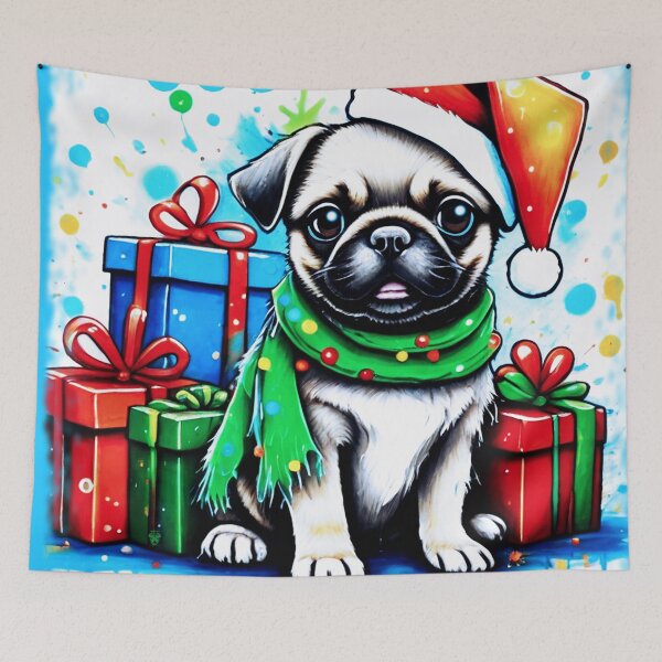 Item preview, Pug HAPPY HOLIDAYS 36 designed and sold by RedBluffTraders.