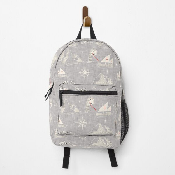 Item preview, Medieval Nautical Sea Creatures Map Grey designed and sold by susycosta.