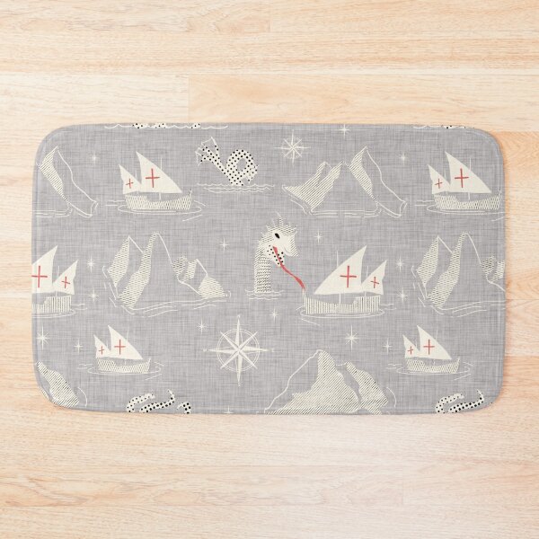 Item preview, Medieval Nautical Sea Creatures Map Grey designed and sold by susycosta.