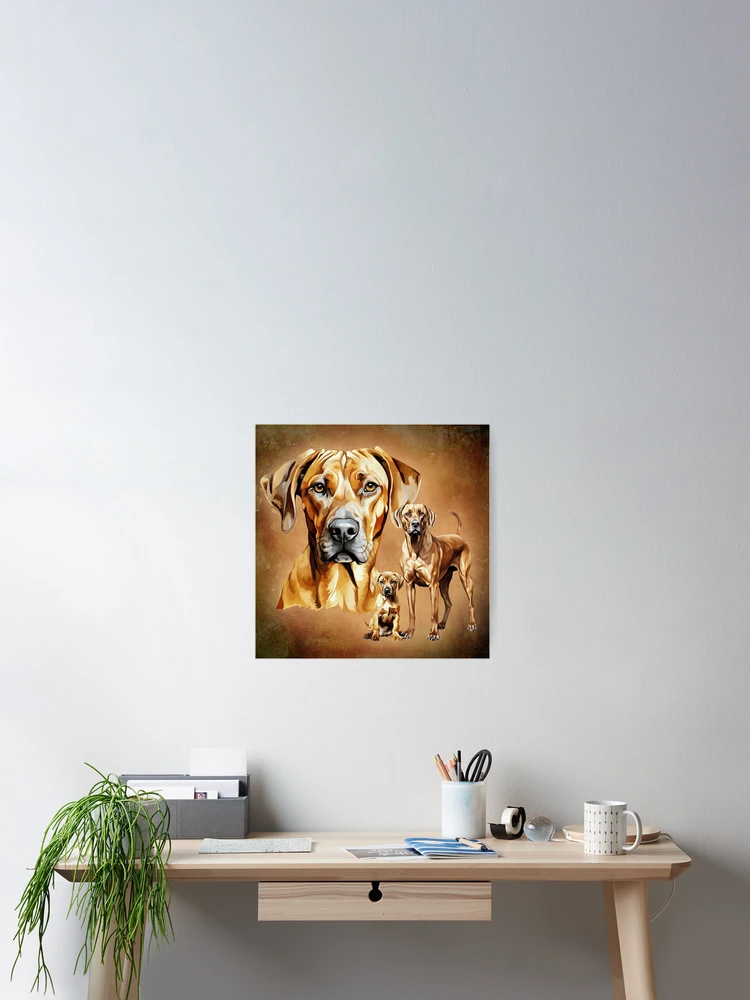 Aperçu 2 sur 3. Poster avec l'œuvre Chiens Rhodesian Ridgeback créée et vendue par WallyPink.