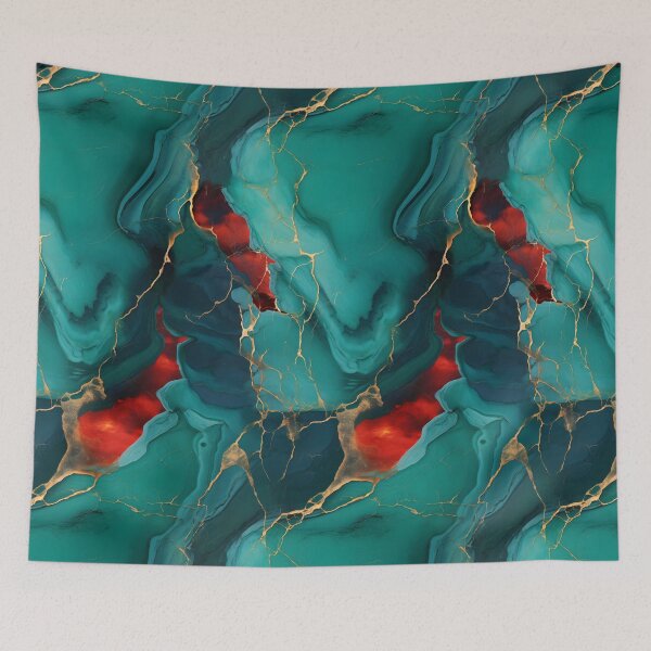 Item preview, Blue, Red and Gold Seamless Repeating Marble Pattern designed and sold by PeteRascal.