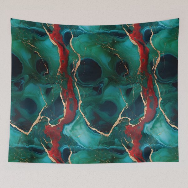 Item preview, Blue, Red and Gold Seamless Repeating Marble Pattern designed and sold by PeteRascal.